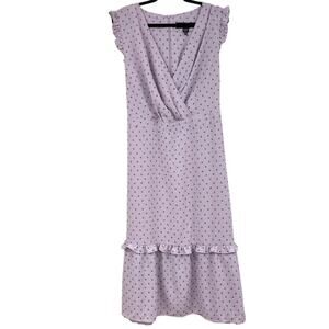 Clover & Sloane Purple Swiss Dot Cottage Core Ruffled Mini Dress Womens 22 Girly